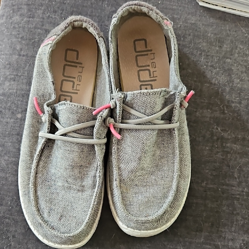 Hey Dude Gray and Pink Loafers